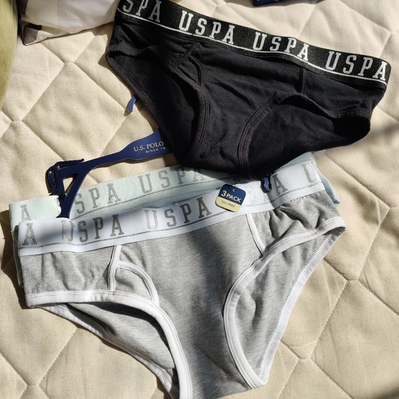 USPA Women's 3-pk briefs, large: Blk, gry, mint - Picture 1 of 4